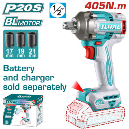 Imagine TOTAL - MASINA DE INSURUBAT CU IMPACT - 20V - 405N.m 1/2" (NU INCLUDE ACUMULATOR)