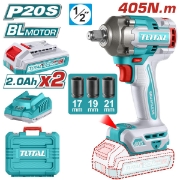 Imagine TOTAL - MASINA DE INSURUBAT CU IMPACT CU ACUMULATOR - 20V - 2.0AH - LI-ION (INCLUDE 2 ACUMULATORI,1