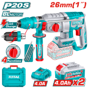 Imagine TOTAL - CIOCAN ROTOPERCUTOR - 2.5J - LI-ION - 20V - MOTOR FARA PERII (INCLUDE 2 ACUMULATORI, INCARCA
