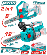 Imagine TOTAL - KIT COMBO 20V - FIERASTRAU ELECTRIC PENTRU CRENGI, DRUJBA 12'' (INCLUDE 2 ACUMULATORI , 1 IN