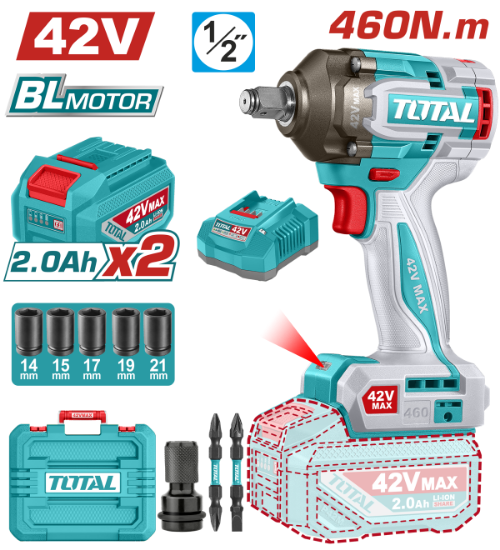 Imagine TOTAL - MASINA DE INSURUBAT CU IMPACT - 42V -1/2'' (INCLUDE 2 ACUMULATORI, 1 INCARCATOR)