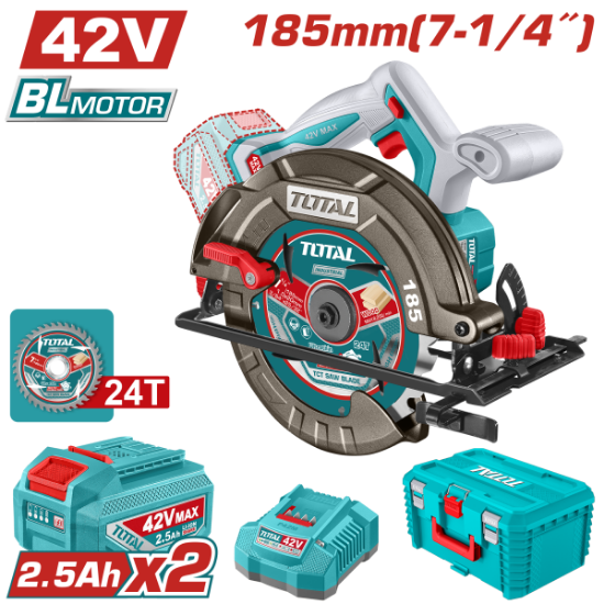 Imagine TOTAL - FIERASTRAU CIRCULAR - 185MM - 42V (INCLUDE 2 ACUMULATORI, 1 INCARCATOR)