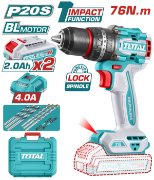 Imagine TOTAL - MASINA DE GAURIT CU PERCUTIE - 20V - 76Nm - MOTOR FARA PERII (INCLUDE 2 ACUMULATORI, 1 INCAR