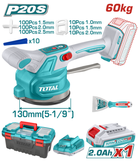 Imagine TOTAL - VIBRATOR CU VENTUZA PENTRU PLACI CERAMICE 20V (INCLUDE ACUMULATOR SI INCARCATOR)