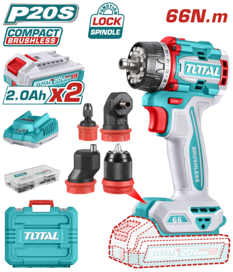 Imagine TOTAL - MASINA DE GAURIT SI INSURUBAT CU 4 CAPETE - 20V - 2AH - (INCLUDE 2 ACUMULATORI, 1 INCARCATOR