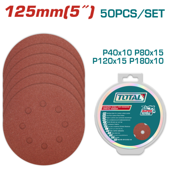 Imagine TOTAL - DISC HARTIE ABRAZIVA 125MM - P40,P80,P120,P180