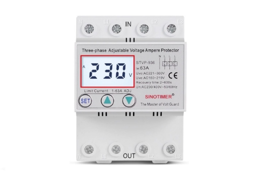 Imagine Releu TRIFAZIC siguranta digitala de protectie tensiune, Sinotimer, 1-63A, STVP-936-63A,  recuperare automata