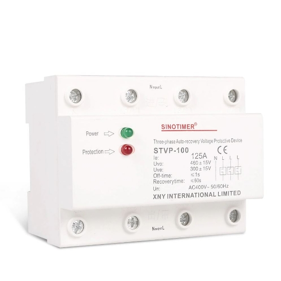 Imagine Releu protectie trifazic Sinotimer STVP-100, 125A, 400V, supratensiune, subtensiune, recuperare automata
