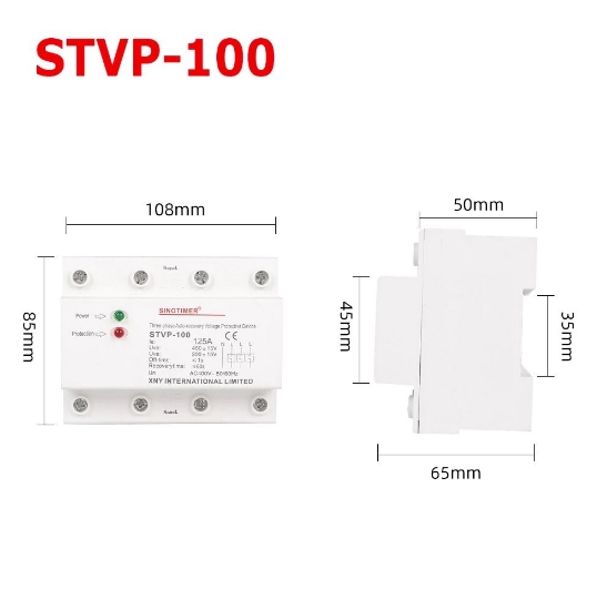 Imagine Releu protectie trifazic Sinotimer STVP-100, 125A, 400V, supratensiune, subtensiune, recuperare automata