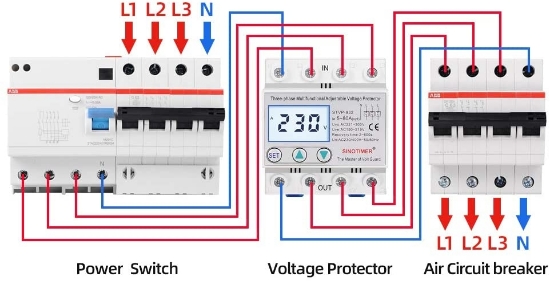 Imagine Releu trifazic, siguranta digitala  de protectie tensiune, Sinotimer, 380V, 50A, recuperare automata, STVP-932-50A