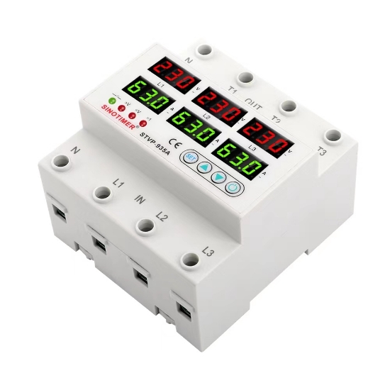 Imagine Releu TRIFAZIC, SINOTIMER, siguranta digitala de protectie tensiune afisata 220V, 1-63A, STVP-935-63A,  recuperare automata