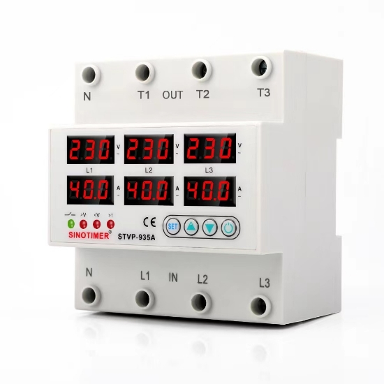 Imagine Releu trifazic , SINOTIMER, siguranta digitala de protectie, tensiune afisata 220V, 1-40A, STVP-935-40A,  recuperare automata