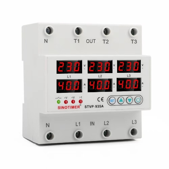 Imagine Releu trifazic , SINOTIMER, siguranta digitala de protectie, tensiune afisata 220V, 1-40A, STVP-935-40A,  recuperare automata