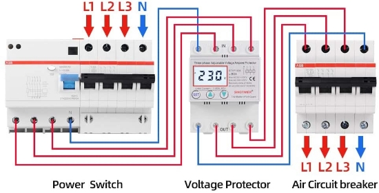 Imagine Releu trifazic Sinotimer, siguranta digitala de protectie tensiune 380V, 1-40A,  recuperare automata, STVP-936-40A