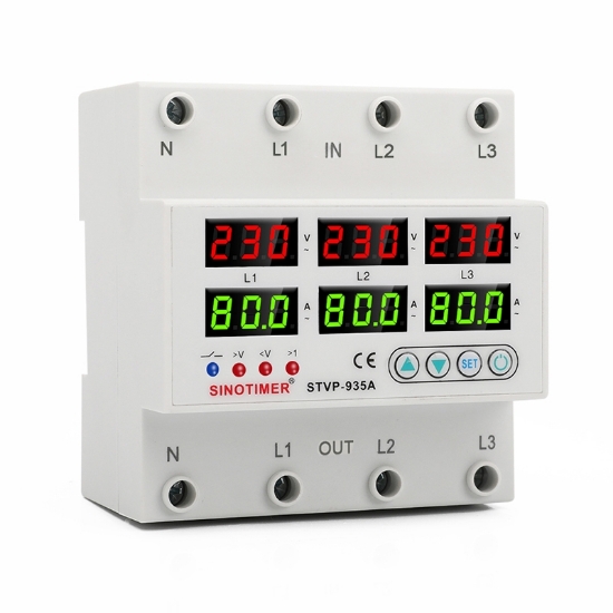 Imagine Releu TRIFAZIC, SINOTIMER, siguranta digitala de protectie tensiune 220V, 1-80A, STVP-935-80A,  recuperare automata