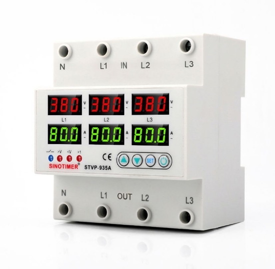 Imagine Releu trifazic SINOTIMER, siguranta digitala de protectie, tensiune afisata  380V, programabil intre 1-80A, STVP935-80A-380