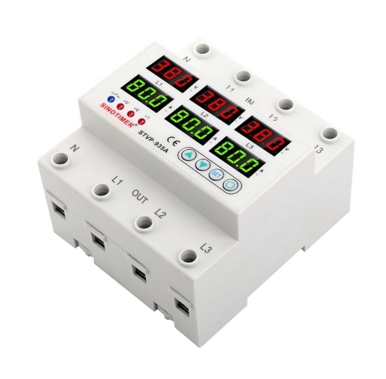 Imagine Releu trifazic SINOTIMER, siguranta digitala de protectie, tensiune afisata  380V, programabil intre 1-80A, STVP935-80A-380