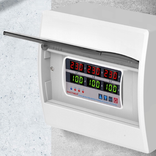 Imagine Releu trifazic, SINOTIMER, siguranta digitala de protectie tensiune 220V,  reglabil 1-100A, recuperare automata, STVP-935-100A