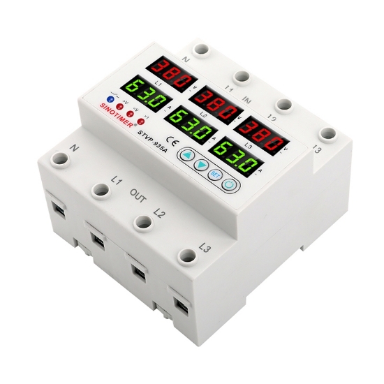 Imagine Releu trifazic, Sinotimer, siguranta digitala de protectie, tensiune afisata  380V, programabil intre 1-63A, STVP935A-63A-380V