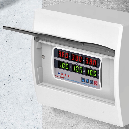 Imagine Releu trifazic Sinotimer, siguranta digitala de protectie, tensiune afisata  380V, programabil intre 1-100A, STVP935-100A-380