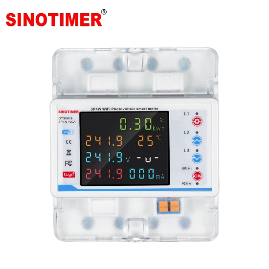 Imagine Contor de energie smart WIFI, Sinotimer, bidirectional, trifazic 3P+N, pentru panouri fotovoltaice 100A