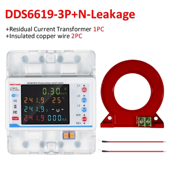 Imagine Contor de energie trifazic 3P+N, diferential, protectie supratensiuni, Sinotimer ,WiFi Tuya, bidirecțional, PV100A
