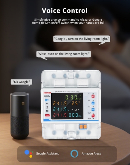 Imagine Contor de energie trifazic 3P+N, diferential, protectie supratensiuni, Sinotimer ,WiFi Tuya, bidirecțional, PV100A