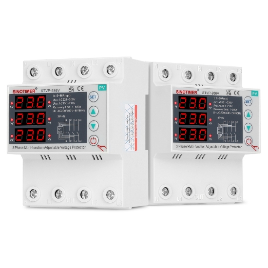 Imagine Releu trifazic SINOTIMER, siguranta digitala de protectie tensiune trifazic 80A,  recuperare automata, STVP936V-80A