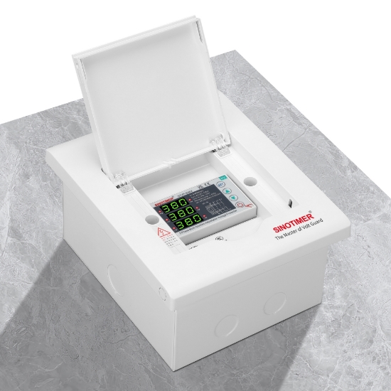Imagine Releu protectie tensiune trifazic Sinotimer STVP-936V, 80A, 3P+N, 230/400V, supratensiune si subtensiune, PV