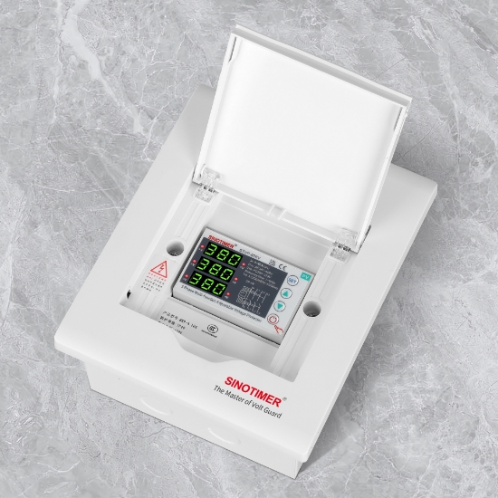 Imagine Releu protectie tensiune trifazic Sinotimer STVP-936V, 80A, 3P+N, 230/400V, supratensiune si subtensiune, PV
