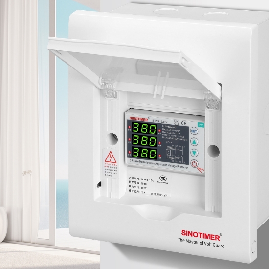 Imagine Releu protectie tensiune trifazic Sinotimer STVP-936V, 80A, 3P+N, 230/400V, supratensiune si subtensiune, PV