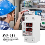 Imagine Releu siguranta digitala  de protectie tensiune, Sinotimer, 63A, SVP-918-63A, ecran dublu LED, recuperare automata