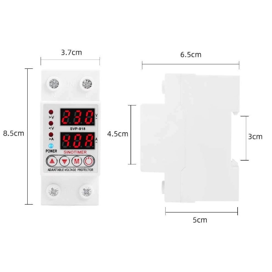 Imagine Releu siguranta digitala  de protectie tensiune, Sinotimer, 40A, SVP-918-40A, ecran dublu LED, recuperare automata