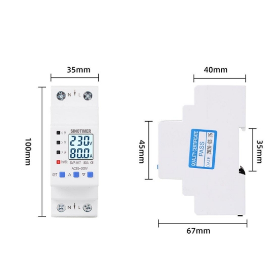 Imagine Releu siguranta digitala protectie tensiune,Sinotimer, intre 1- 80A programabil ,ecran  LED, arata consum kWh, SVP-917-80A