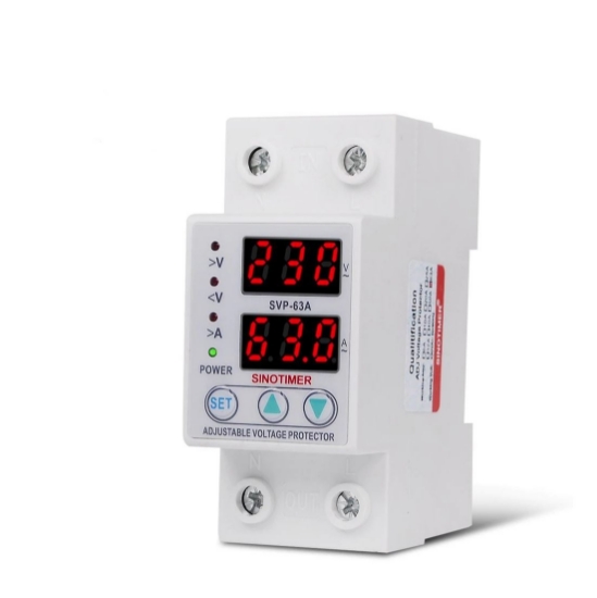 Imagine Releu siguranta digitala  de protectie tensiune, Sinotimer, 63A, ecran  LED, recuperare automata, SVP-63A