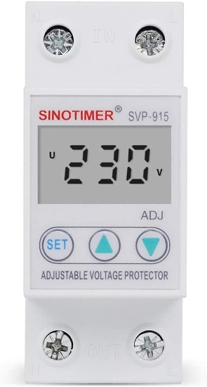 Imagine Releu siguranta digitala  de protectie tensiune, Sinotimer, 63A, SVP-915, ecran  LED, recuperare automata, SVP-915-63A