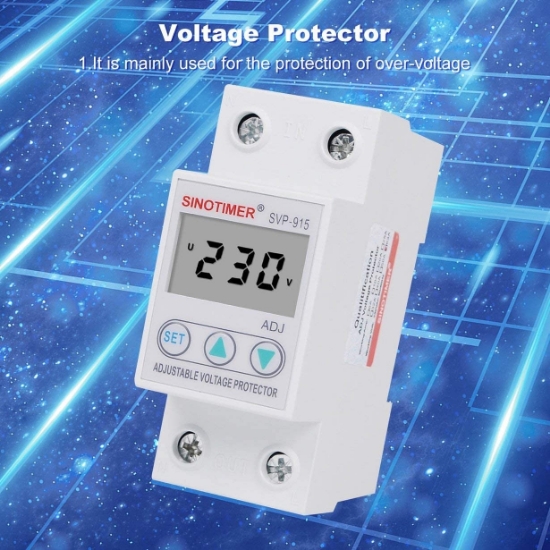 Imagine Releu siguranta digitala  de protectie tensiune, Sinotimer, 40A, SVP-915, ecran  LED, recuperare automata, SVP-915-40A