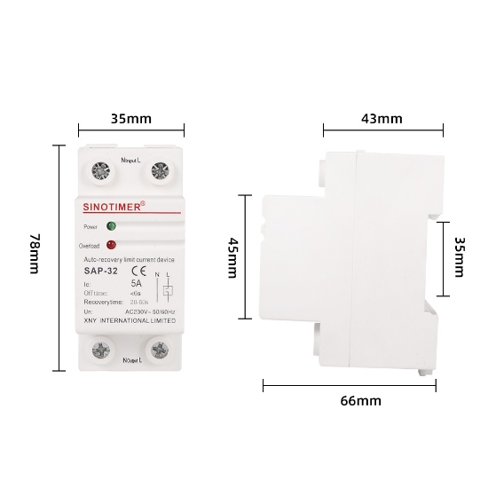 Imagine Releu Sinotimer, siguranta digitala  de protectie tensiune, Sinotimer, 5A, SAP-32, recuperare automata