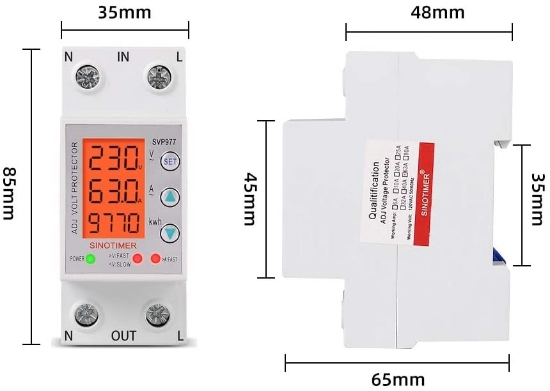 Imagine Releu siguranta digitala  de protectie tensiune, Sinotimer, programabil intre 1-80A, 220V,  recuperare automata, SVP-977