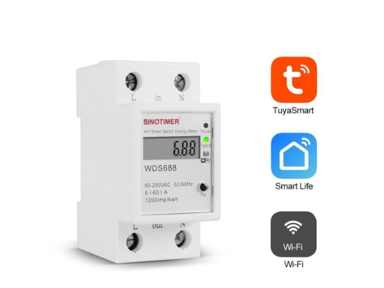 Imagine Comutator monofazat SINOTIMER WDS688 5-60A 230V Smart WiFi Control din aplicatia telefon mobil multifunctional