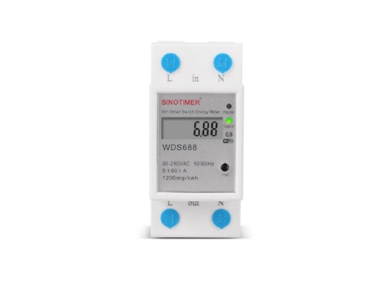 Imagine Comutator monofazat SINOTIMER WDS688 5-60A 230V Smart WiFi Control din aplicatia telefon mobil multifunctional