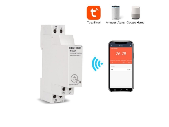Imagine Comutator WIFI temporizat , Sinotimer, digital monofazat de la distanta SINOTIMER TM608 AC 110V 220V 16A 18mm