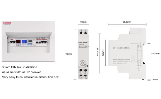 Imagine Comutator WIFI temporizat , Sinotimer, digital monofazat de la distanta SINOTIMER TM608 AC 110V 220V 16A 18mm