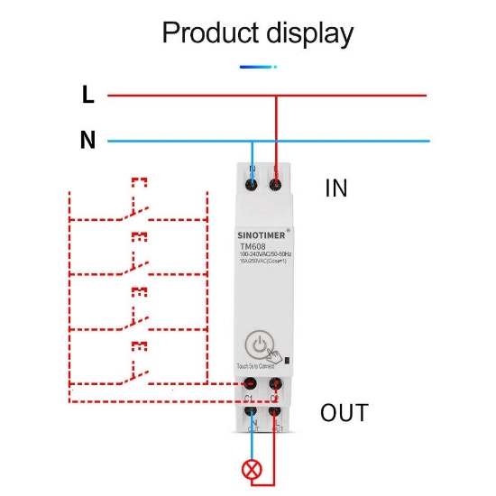 Imagine Comutator WIFI temporizat , Sinotimer, digital monofazat de la distanta SINOTIMER TM608 AC 110V 220V 16A 18mm