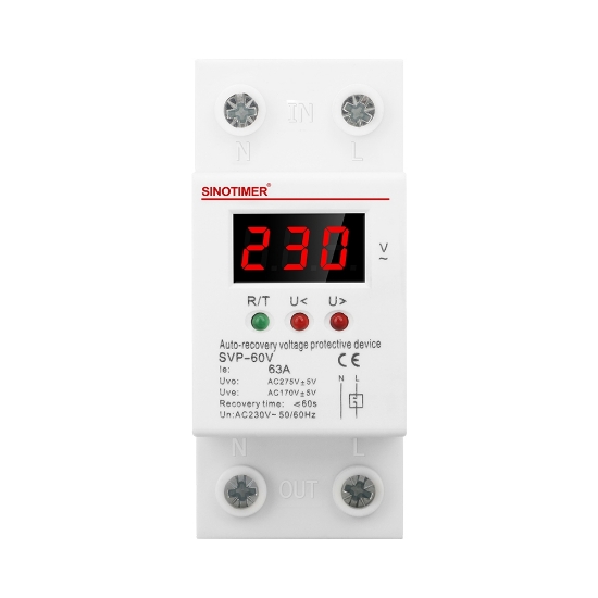Imagine Releu siguranta digitala  de protectie tensiune, Sinotimer, 40A, recuperare automata,  230V, SVP-60V-40A