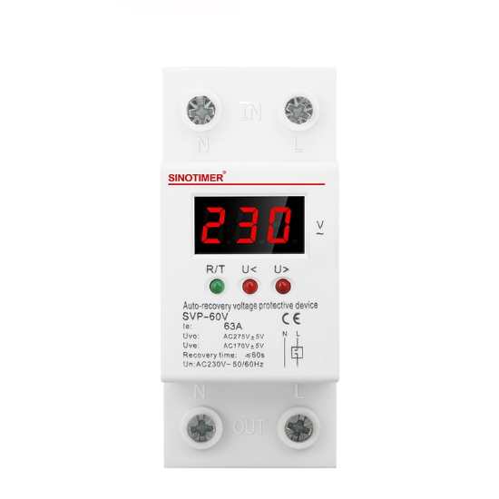 Imagine Releu siguranta digitala  de protectie tensiune, Sinotimer, 40A, recuperare automata,  230V, SVP-60V-40A