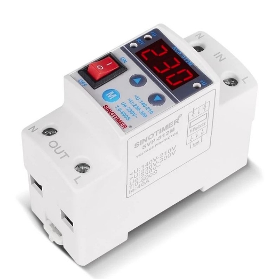 Imagine Releu siguranta digitala de protectie tensiune, Sinotimer, 40A, ecran digital LED, recuperare automata, SVP-912M-40A