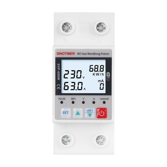 Imagine Releu Sinotimer, Wifi Tuya, diferential, protectie supratensiune, subtensiune, reglabil intre 1-63A, contor energie