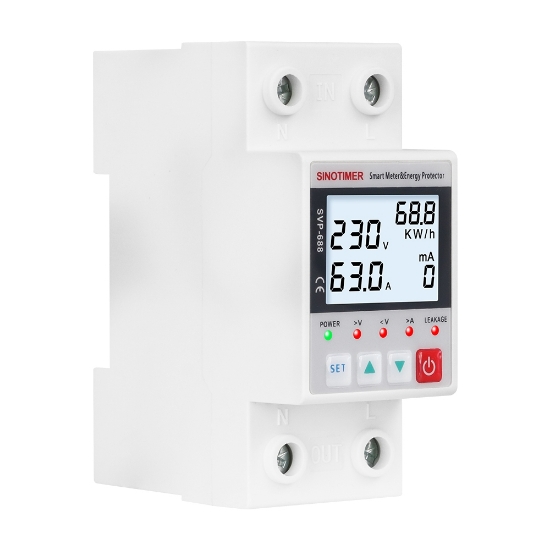Imagine Releu Sinotimer protectie supratensiune, subtensiune, reglabil intre 1-63A , contor energie, SVP688-63A