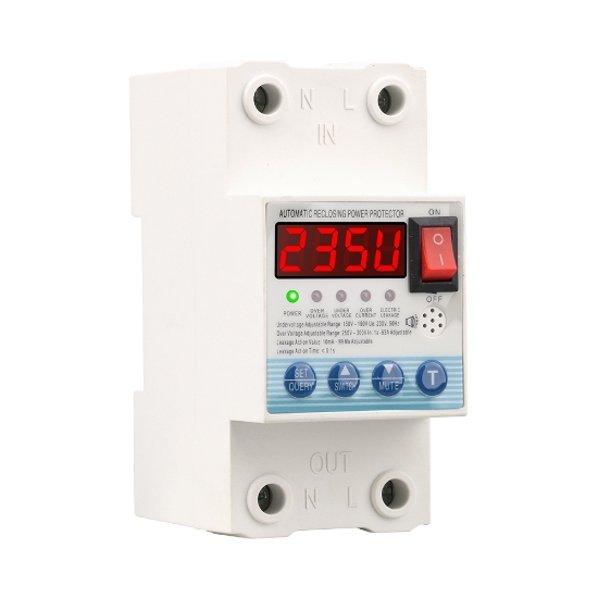 Imagine Releu protecție, SINOTIMER, supratensiune/subtensiune, sparacurent, reglabil 1-63A, diferential 10mA-99mA reglabil, SVP715-63A